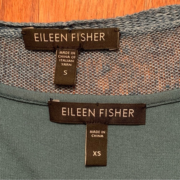 Eileen Fisher Linen Button Up Asymmetrical Cardigan Sweater with Silk Tank Top - Picture 7 of 16